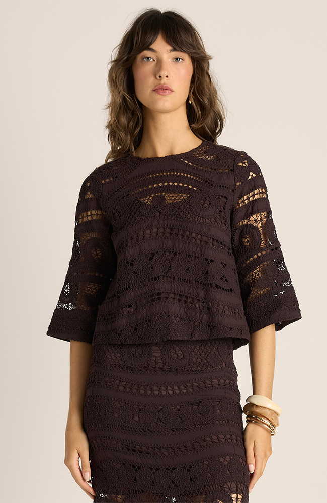 Gaia Lace Top - Chocolate