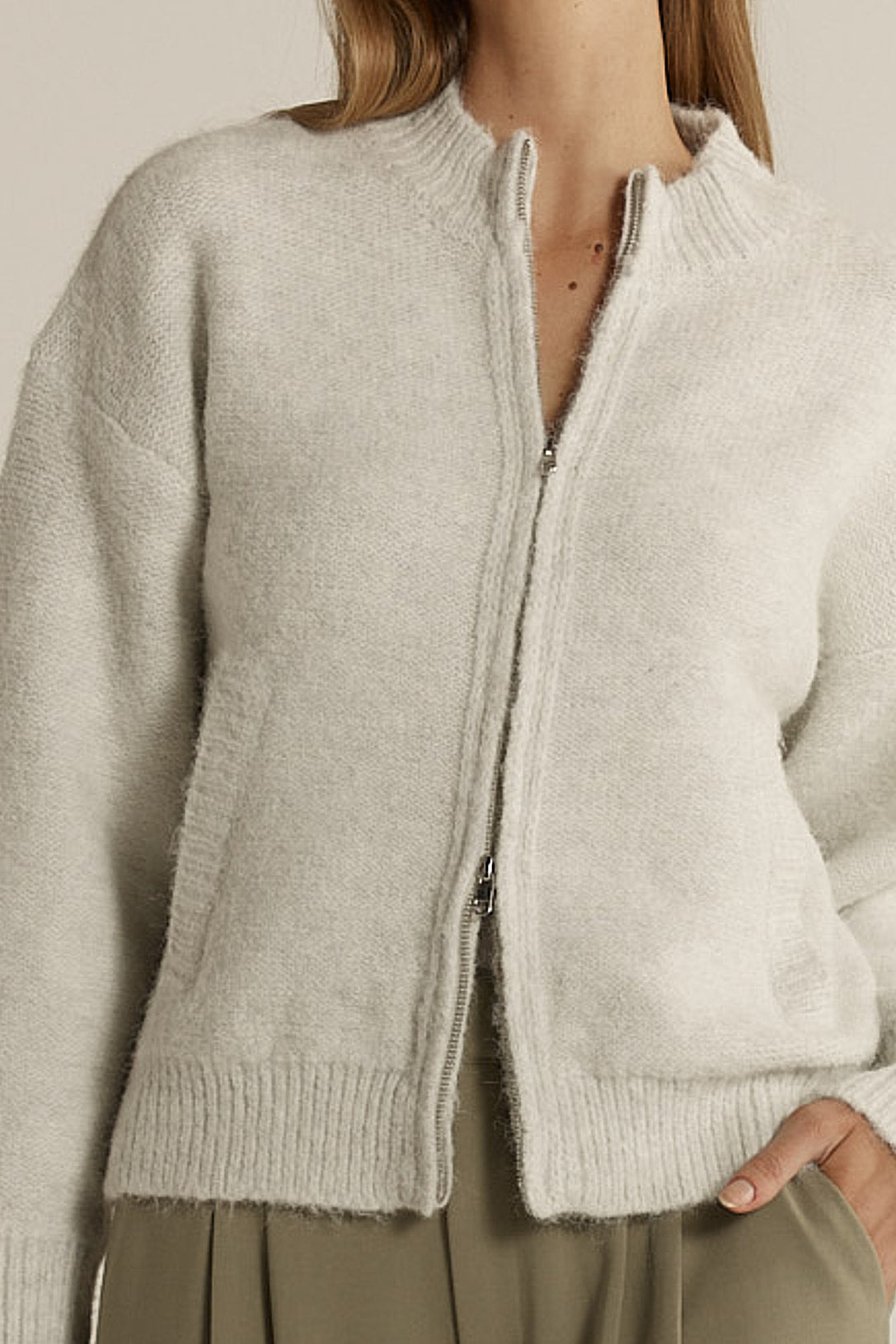 Lumi Zip Up Jumper - Snow Marle