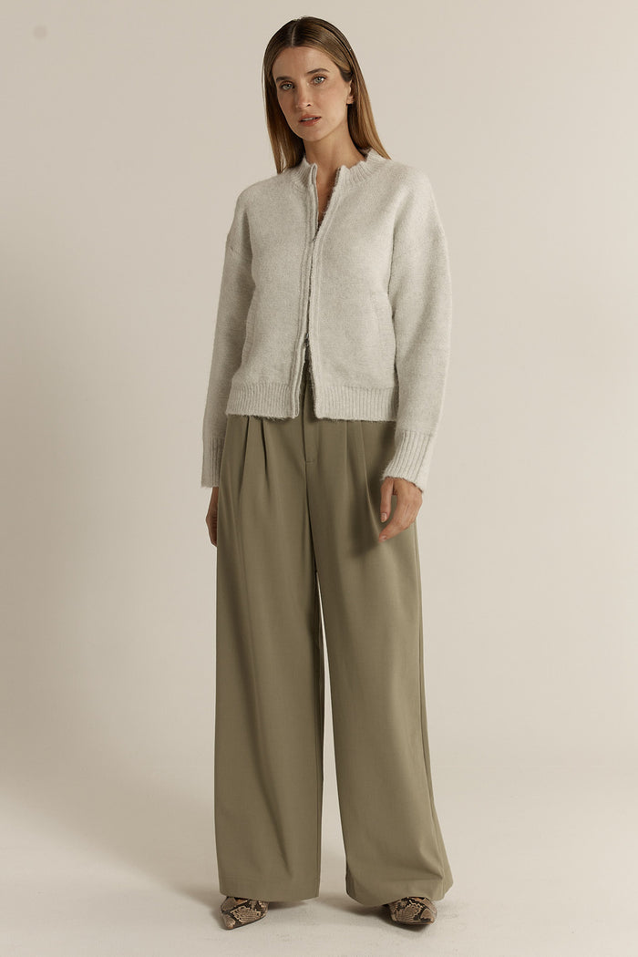 Lumi Zip Up Jumper - Snow Marle
