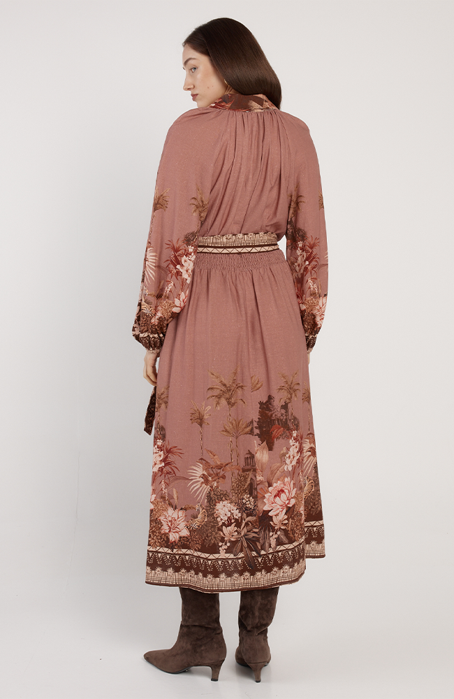 Nina Shirt Dress - Dark Brown/Scarf Print
