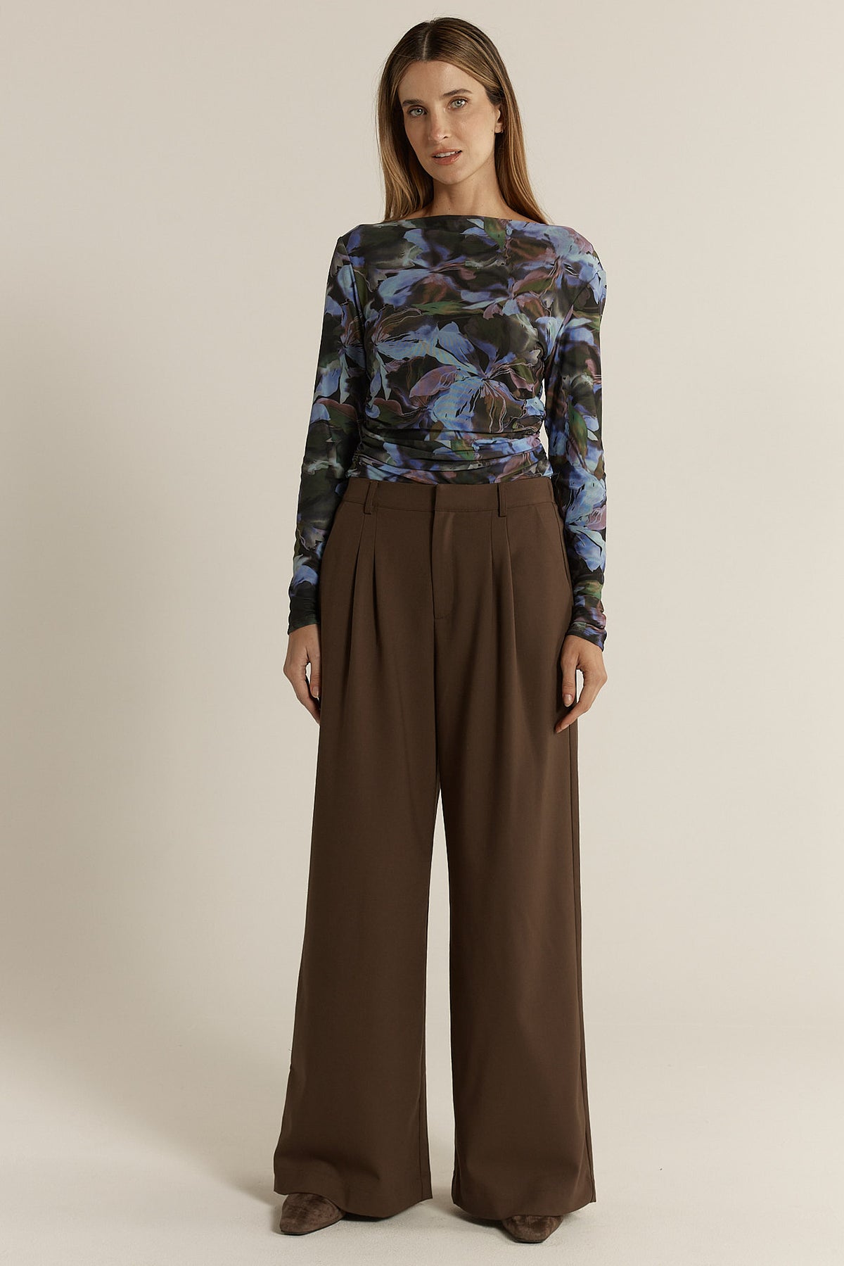Roan Pleat Front Pant - Chocolate