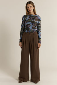 Roan Pleat Front Pant - Chocolate