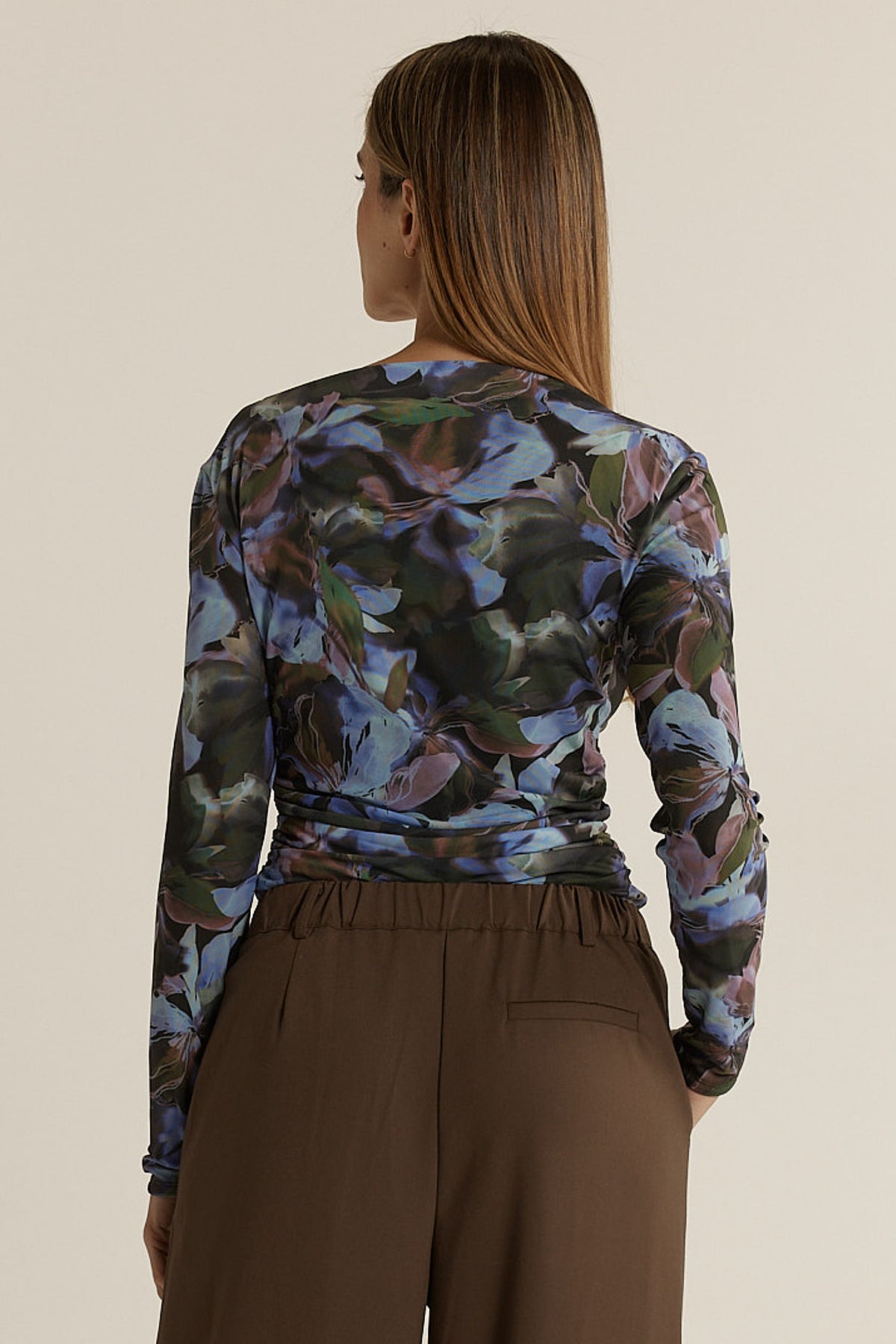Alix Mesh Top - Blurred Floral