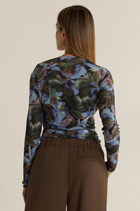 Alix Mesh Top - Blurred Floral