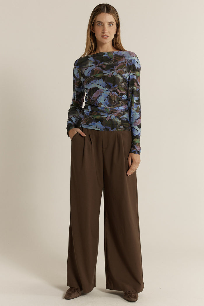 Alix Mesh Top - Blurred Floral