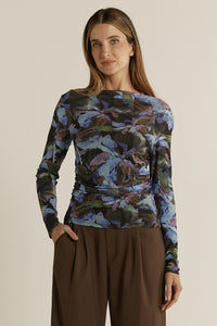 Alix Mesh Top - Blurred Floral