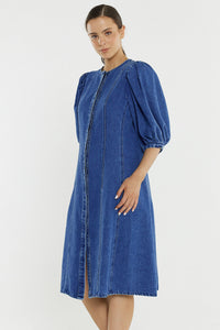 Elijah Midi Denim Dress - Classic Blue