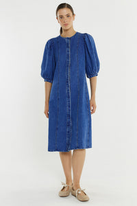 Elijah Midi Denim Dress - Classic Blue
