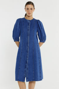 Elijah Midi Denim Dress - Classic Blue