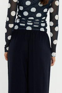 Eva Side Seam Pant - Navy/Cream