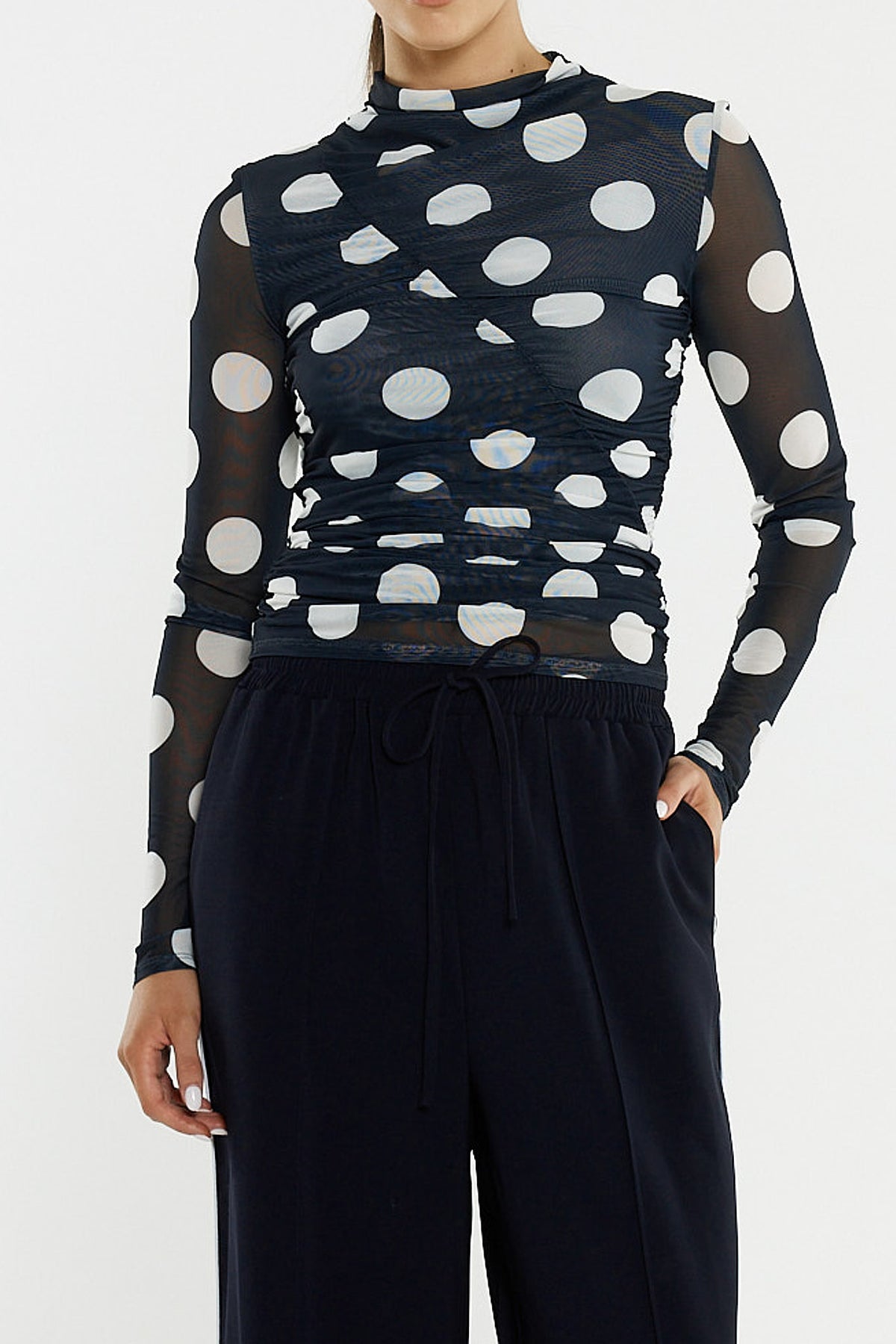 Eva Side Seam Pant - Navy/Cream