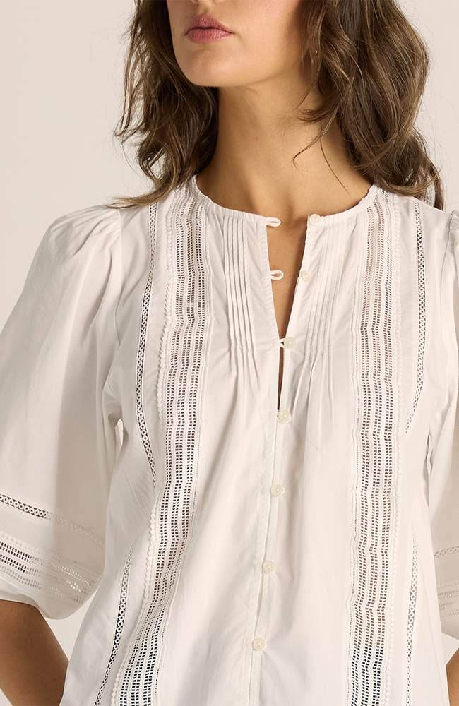 Freya Lace Trim Blouse - White