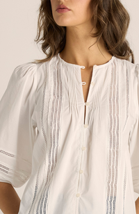 Freya Lace Trim Blouse - White