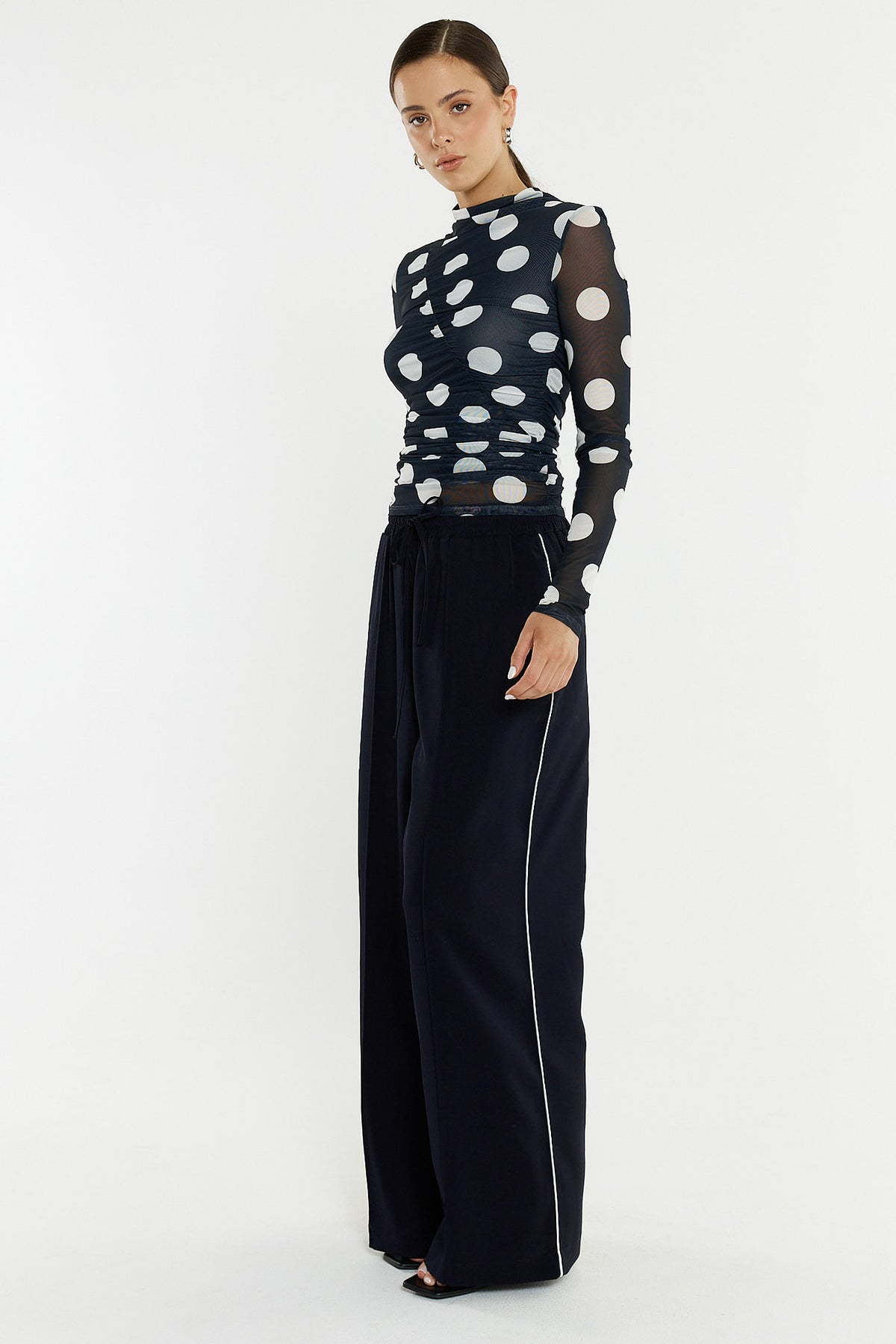 Eva Side Seam Pant - Navy/Cream