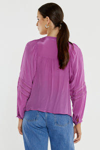 Nic Trim Blouse - Fuschia