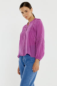 Nic Trim Blouse - Fuschia