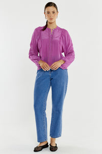 Nic Trim Blouse - Fuschia