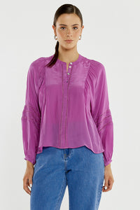 Nic Trim Blouse - Fuschia