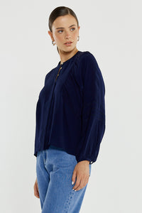 Nic Trim Blouse - Ink