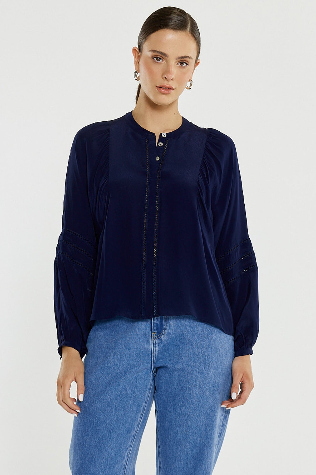 Nic Trim Blouse - Ink
