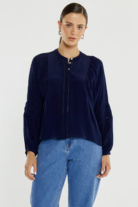Nic Trim Blouse - Ink