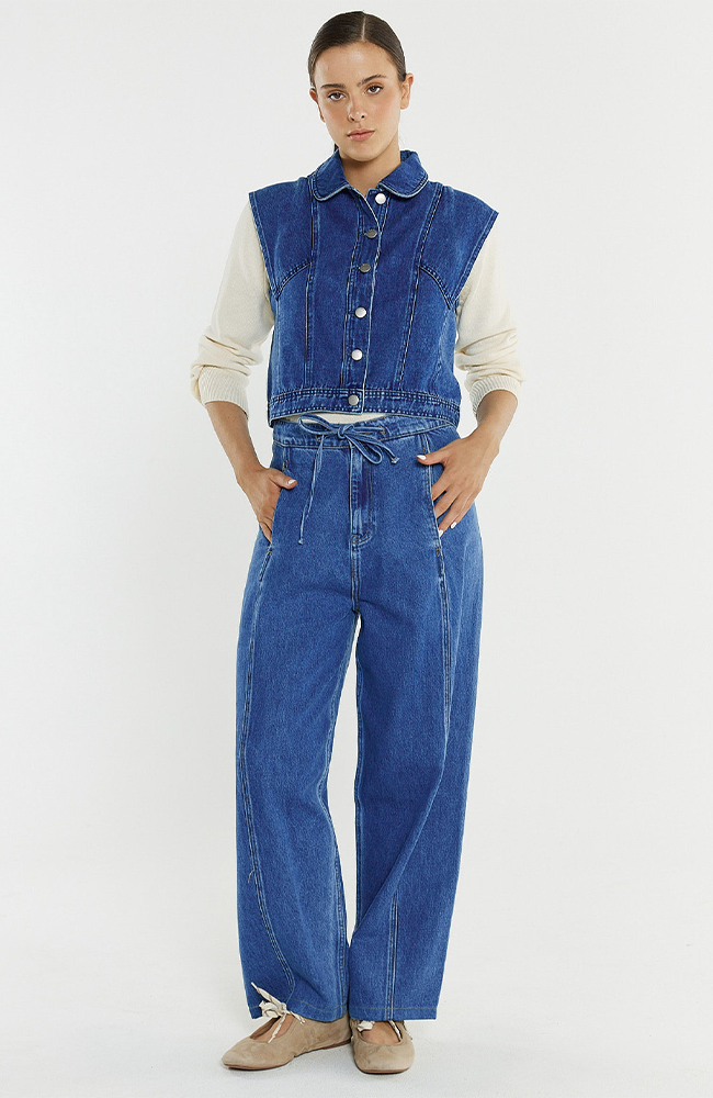 Aveline Barrel Leg Jean - Classic Blue