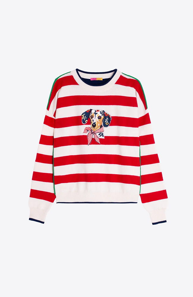Dog Sweater - Navy & Red Stripes