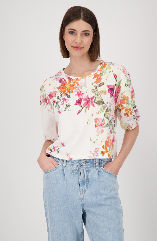 R/N Floral Gradient Allover Top - Cream