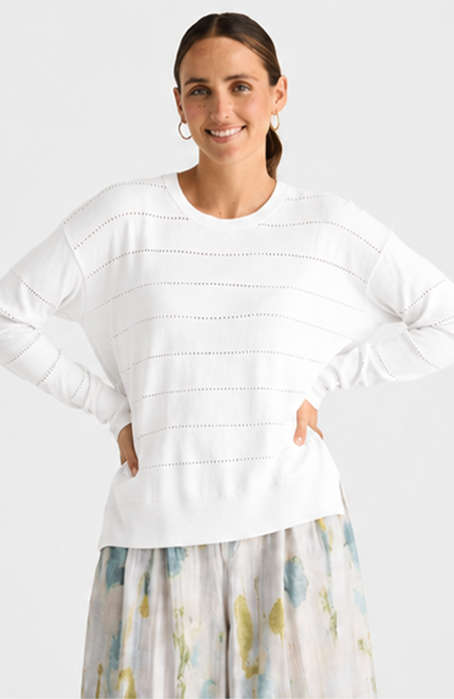 Textured Linen Jumper - White