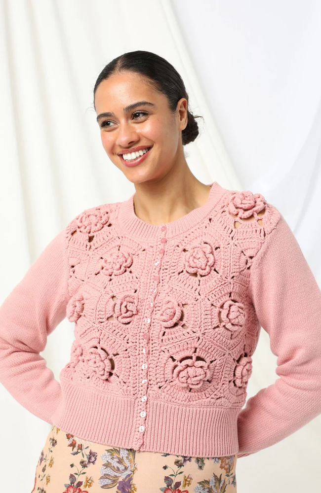 Audrey Knitted Cardigan - Rose