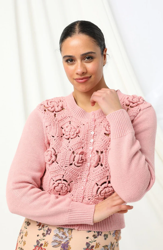 Audrey Knitted Cardigan - Rose