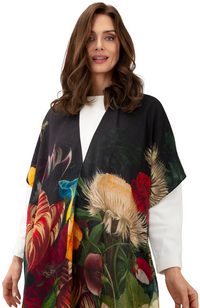 Wool Wrap Around - Opulant Florals, Chocolate