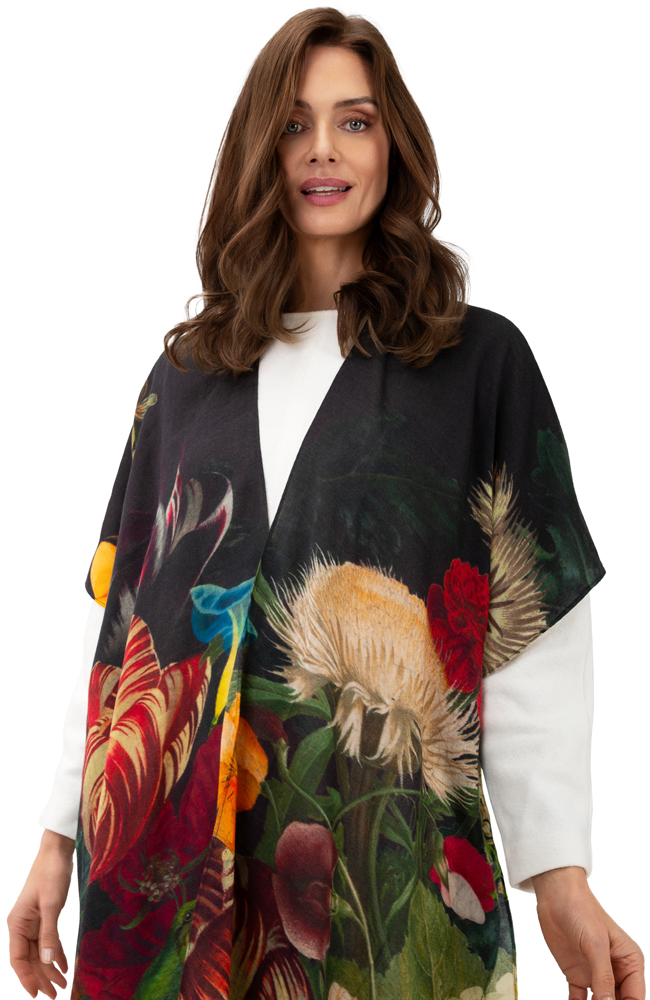 Wool Wrap Around - Opulant Florals, Chocolate
