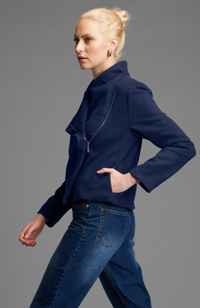 Viva Forever Biker Cropped Jacket - Navy