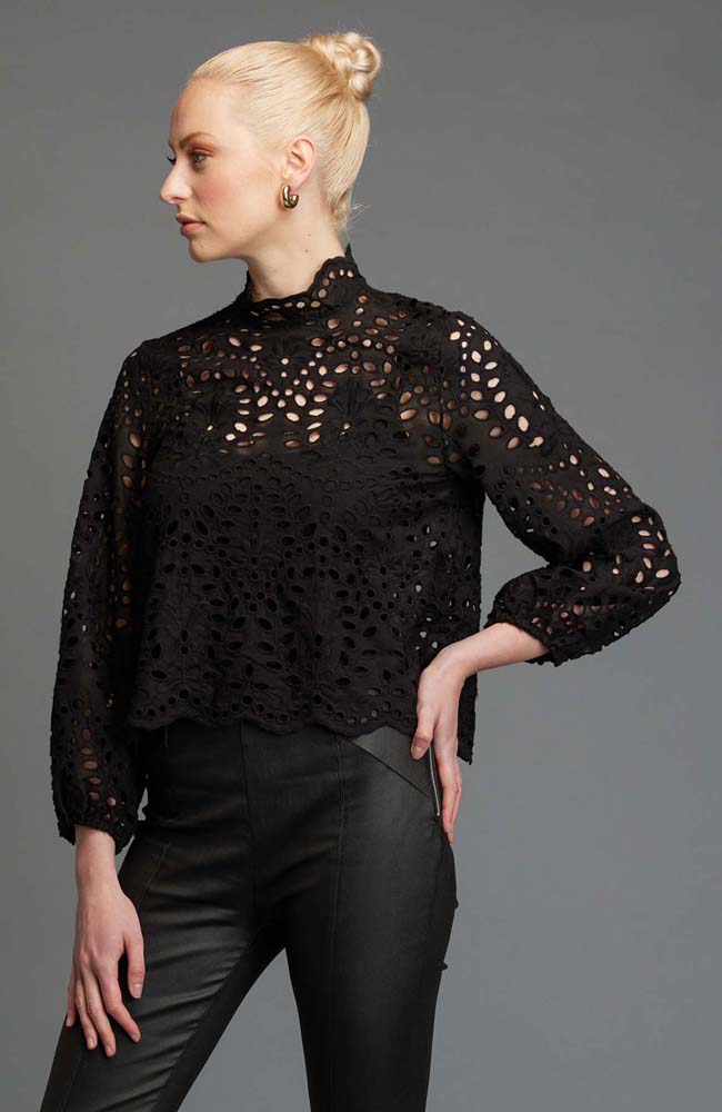 Hopelessly Devoted Lace Cutout Top - Black