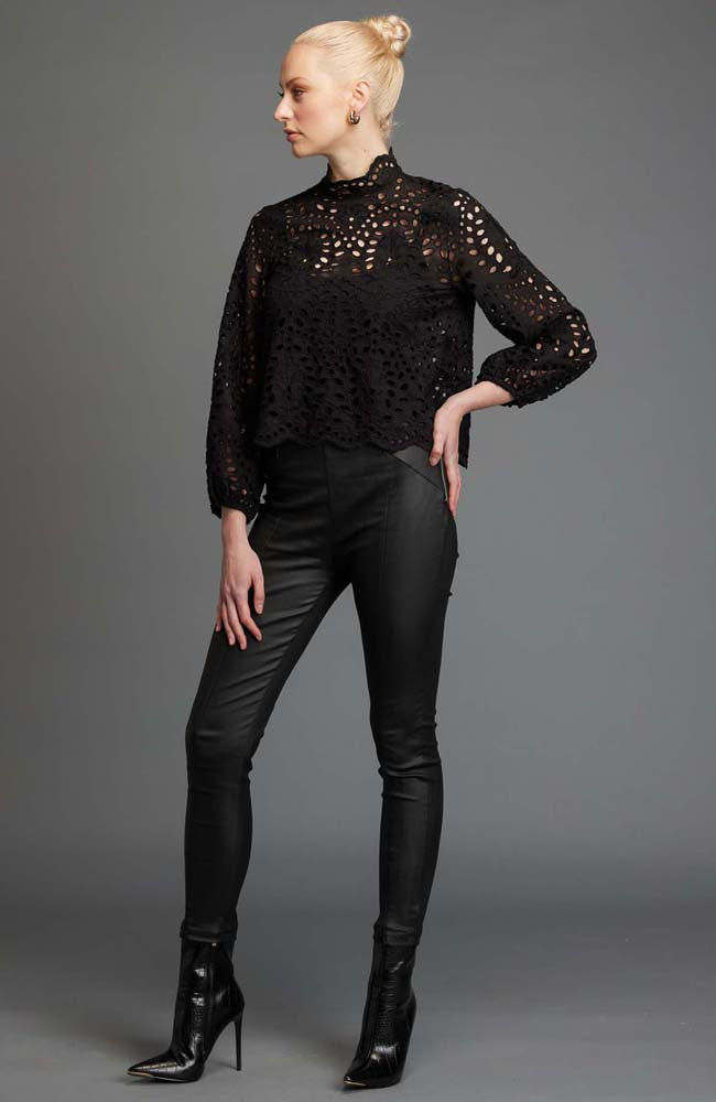 Hopelessly Devoted Lace Cutout Top - Black