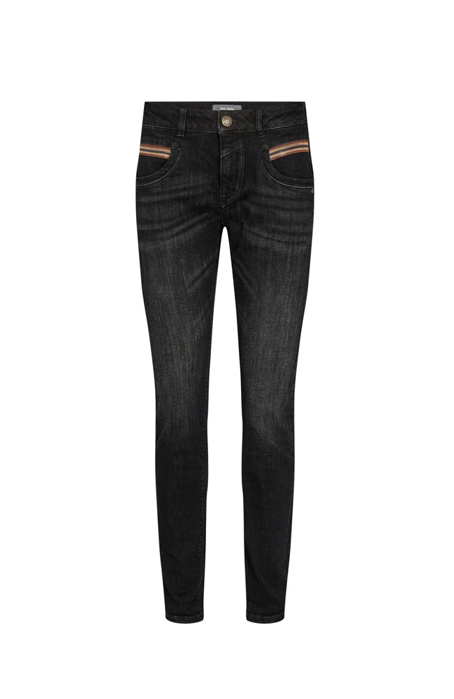 Naomi Chain Brushed Jeans - Black