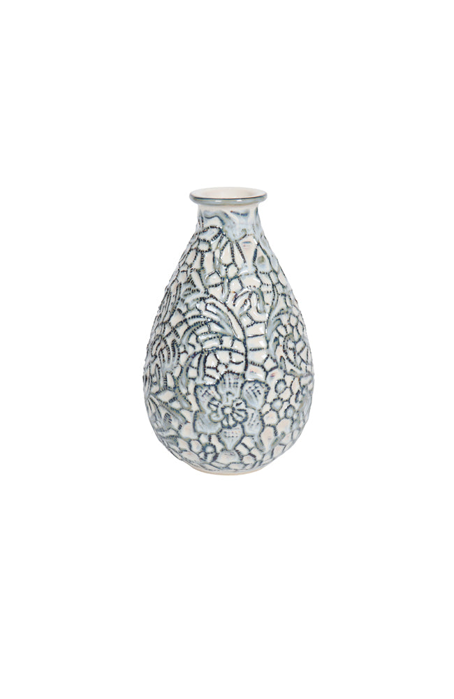 Nilma Stone Mottled Cream/Blue Bud Vase - Large