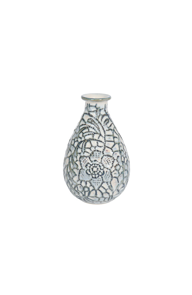 Nilma Stone Mottled Cream/Blue Bud Vase - Small