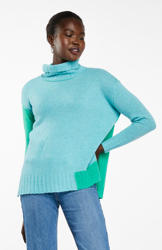 2 Colour Rollneck - Turquoise