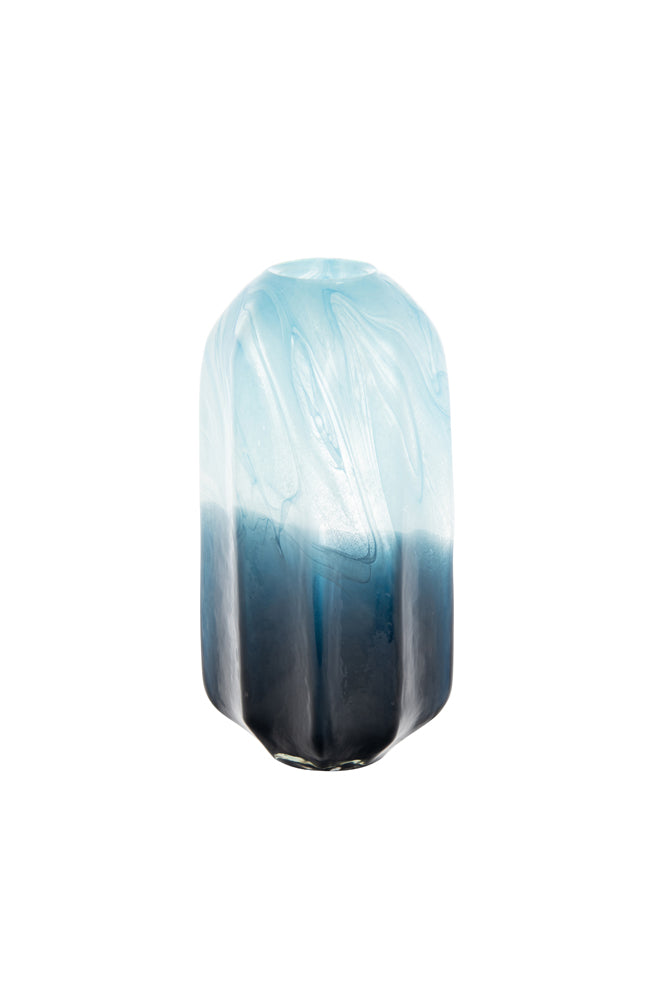 Selina Navy Glass Ribbed Vase - Large