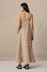 Angela Dress - Tan Stripe
