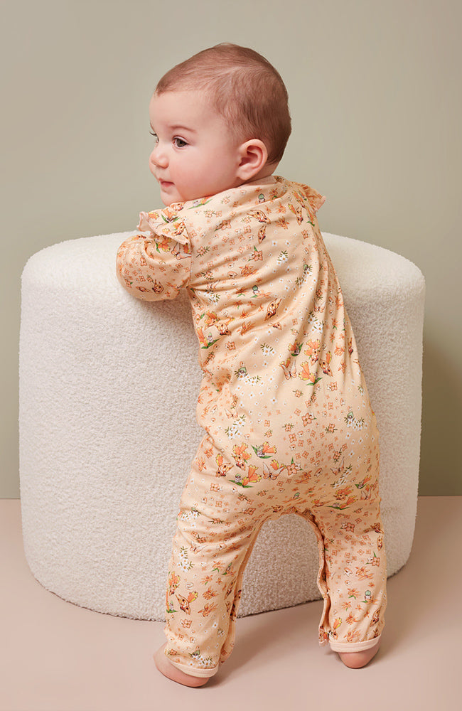 May Gibbs Scout Frill Onesie - Peach Floral