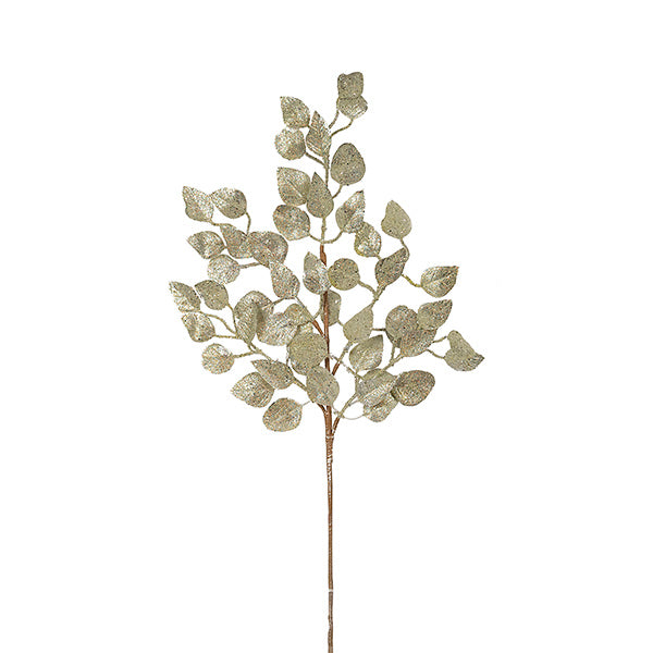 Plastic Glitter Eucalyptus Spray Silver Green