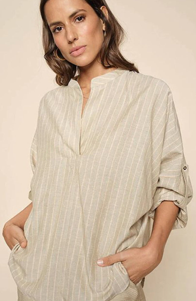 Ginny Stripe Blouse - Olive