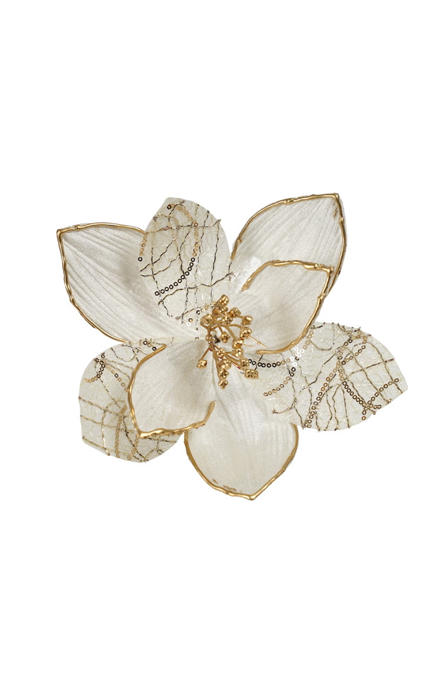 Poinsettia Cream Gold Edge
