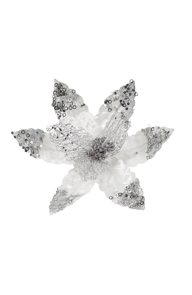 Poinsettia White Glitter Petals