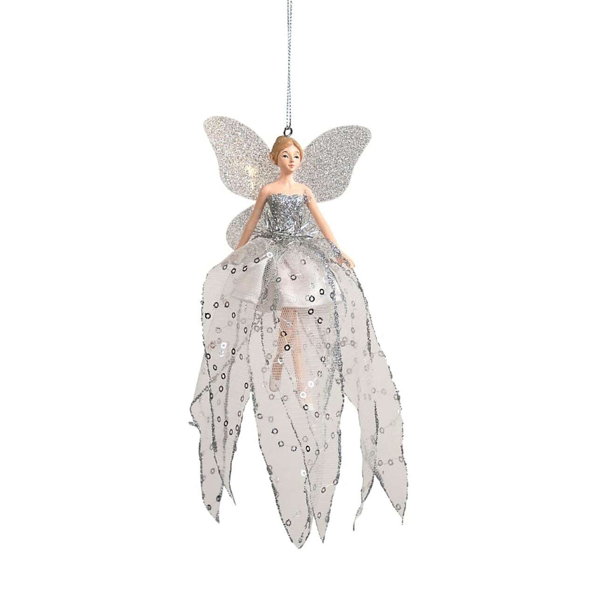 Fabric Fairy Ornament Silver Leaf Costume