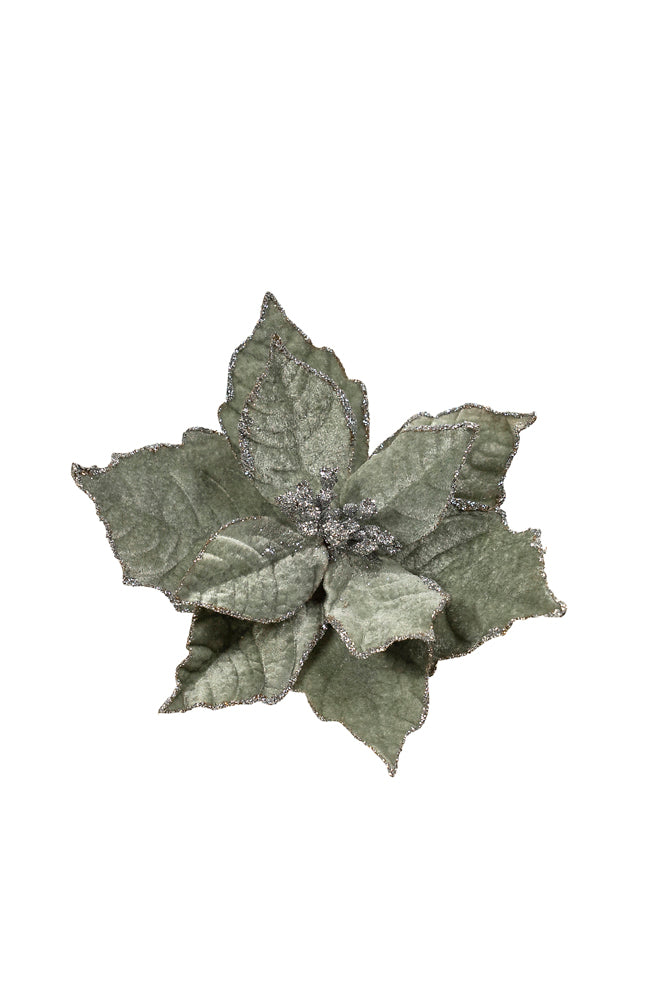 Clip on Poinsettia Matt Silver