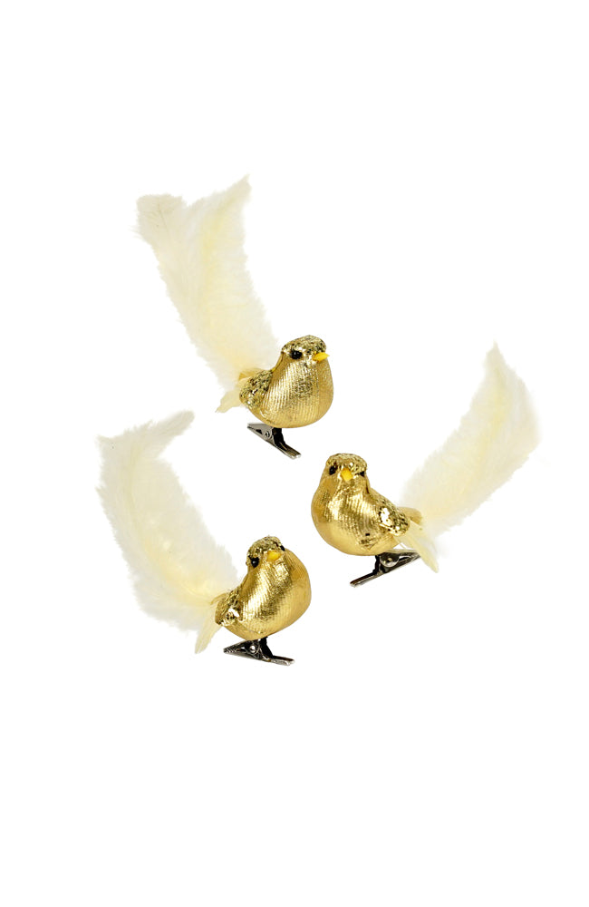 Feather Bird Gold Yellow 3 Assorted
